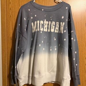 Maurices Michigan Dip-Dye Crewneck Sweater - Blue and White